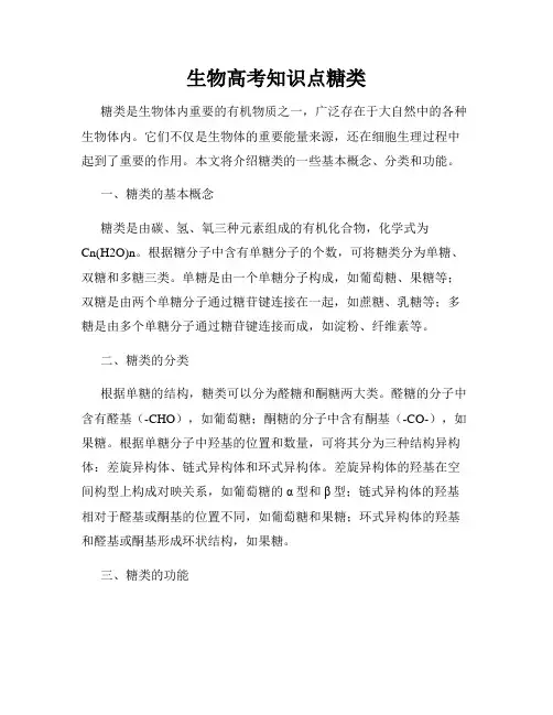 生物高考知识点糖类