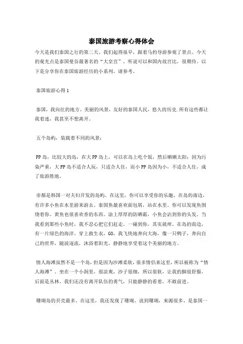 泰国旅游考察心得体会