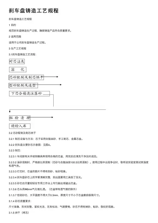 刹车盘铸造工艺规程