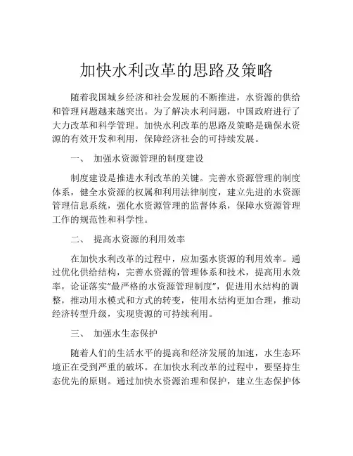 加快水利改革的思路及策略