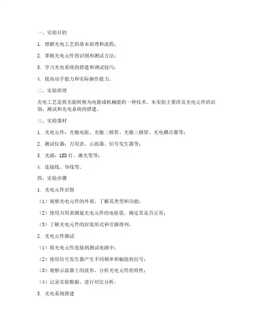 光电工艺实训实验报告