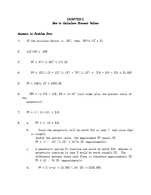 习题答案Principles-of-Corporate-Finance第十版-Chapter2Wor