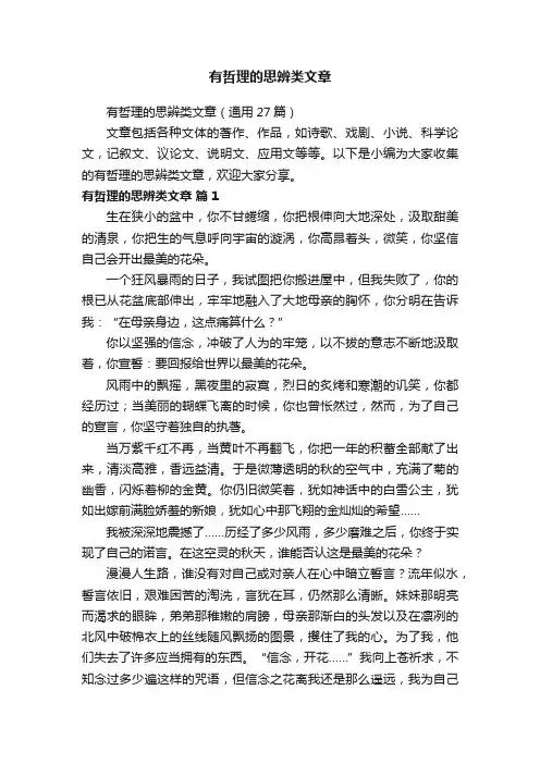 有哲理的思辨类文章（通用27篇）