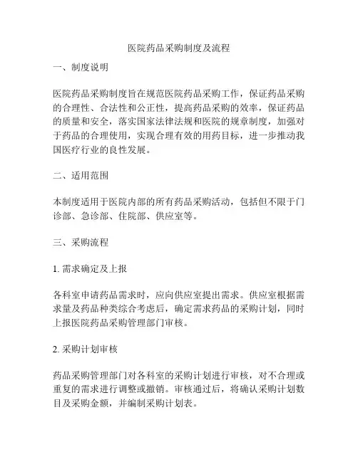 医院药品采购制度及流程