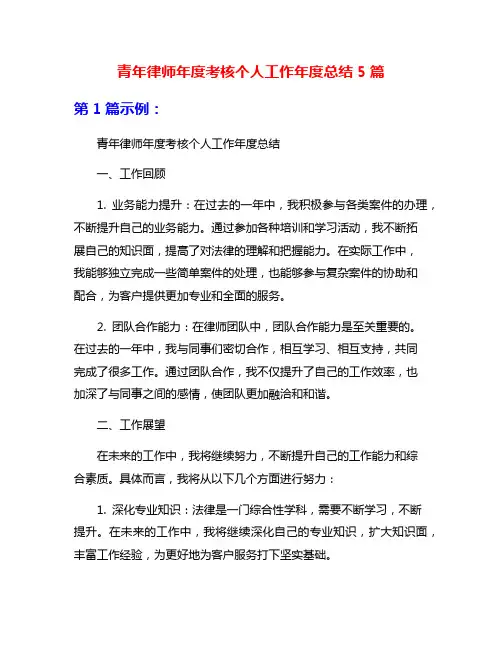 青年律师年度考核个人工作年度总结5篇