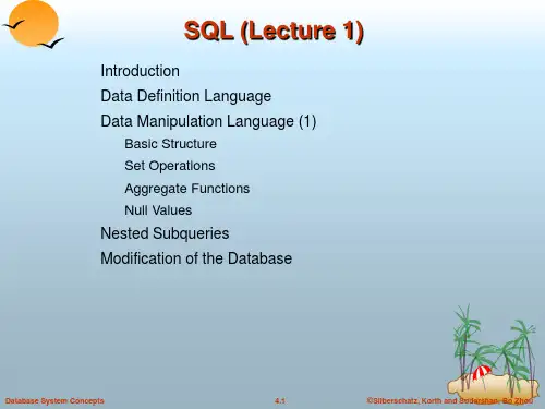 浙江大学数据库系统概念PPT-SQL2,对应原版教材第五版