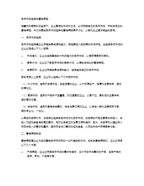 目标市场选择与营销策略
