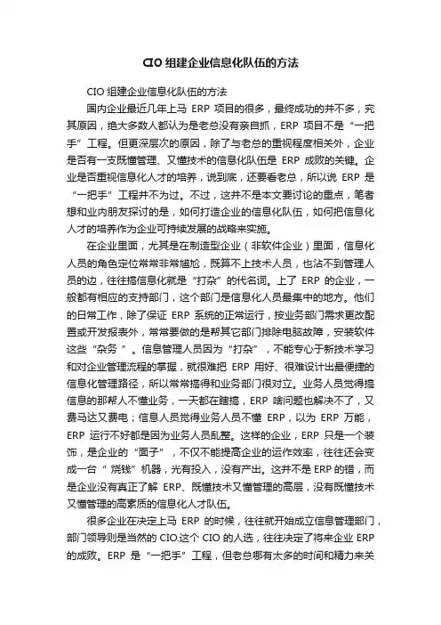 CIO组建企业信息化队伍的方法