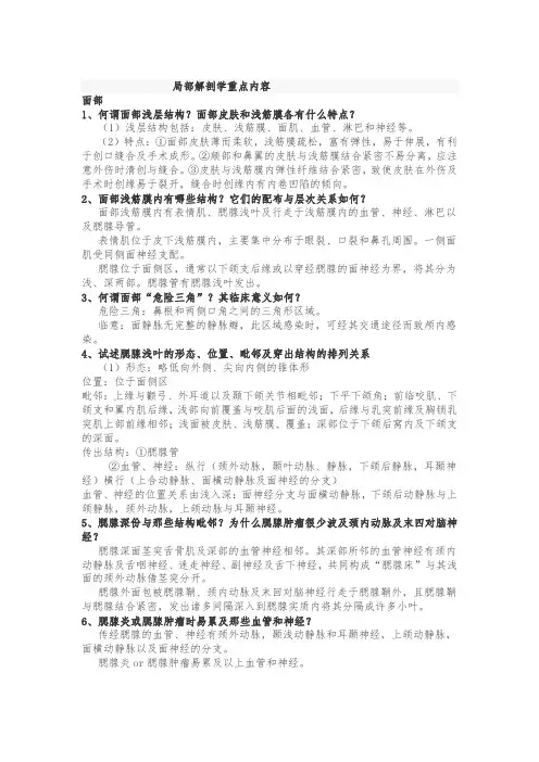 局部解剖学重点内容..