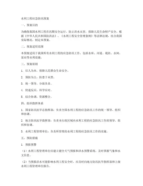 水利工程应急防汛预案