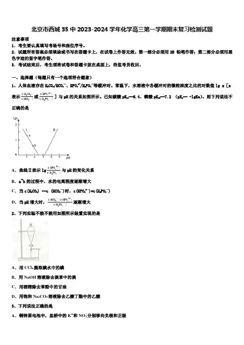 北京市西城35中2023-2024学年化学高三第一学期期末复习检测试题含解析