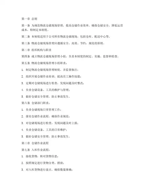 物流仓储现场管理制度范本