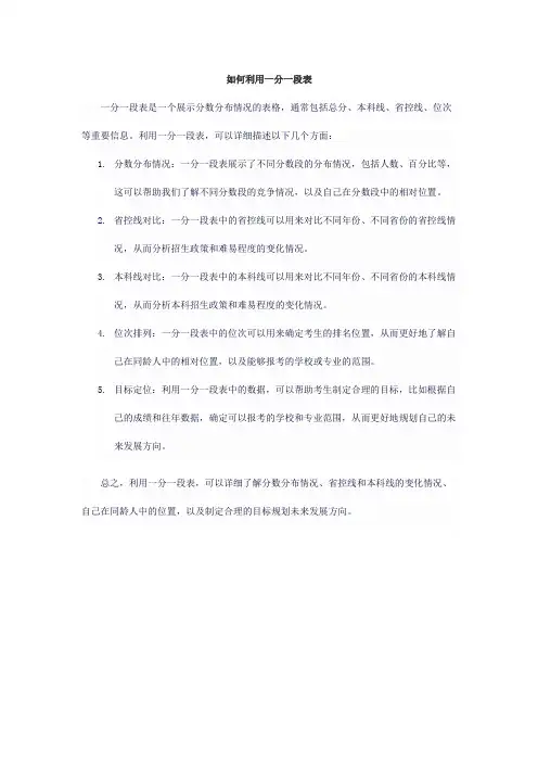 如何利用一分一段表