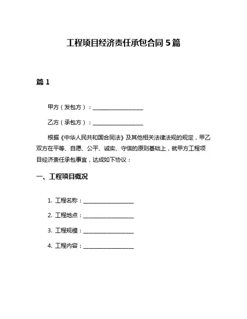 工程项目经济责任承包合同5篇