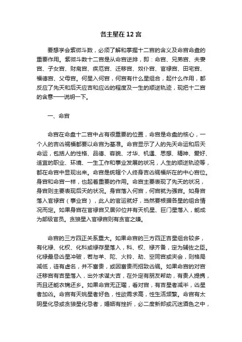 各主星在12宫