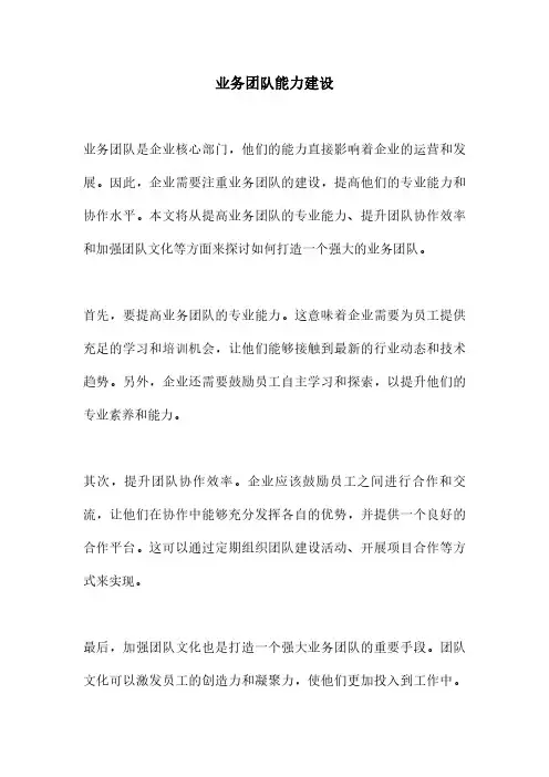 业务团队能力建设