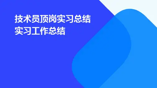 技术员顶岗实习总结实习工作总结PPT