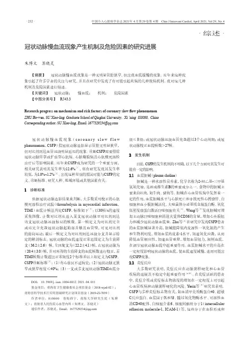 冠状动脉慢血流现象产生机制及危险因素的研究进展