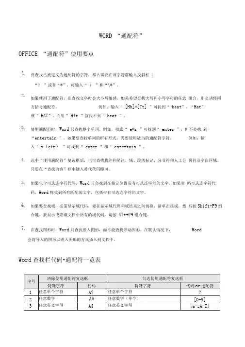 WORD通配符详解