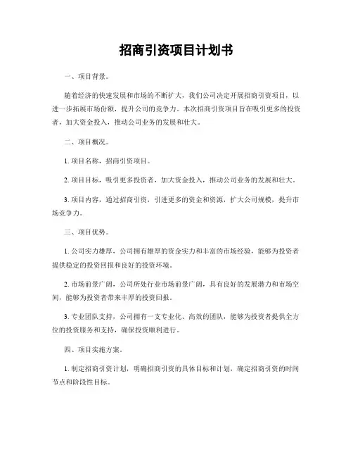 招商引资项目计划书