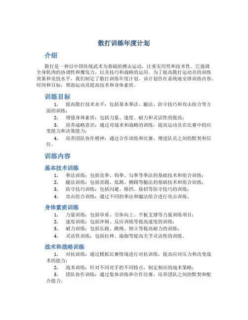 散打训练年度计划