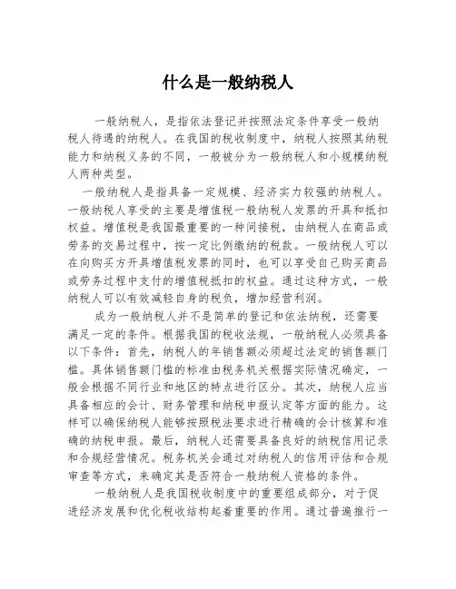 什么是一般纳税人