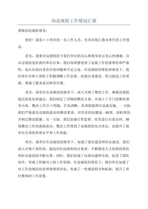 向巡视组工作情况汇报