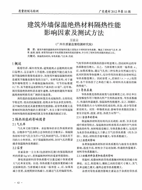 建筑外墙保温绝热材料隔热性能影响因素及测试方法