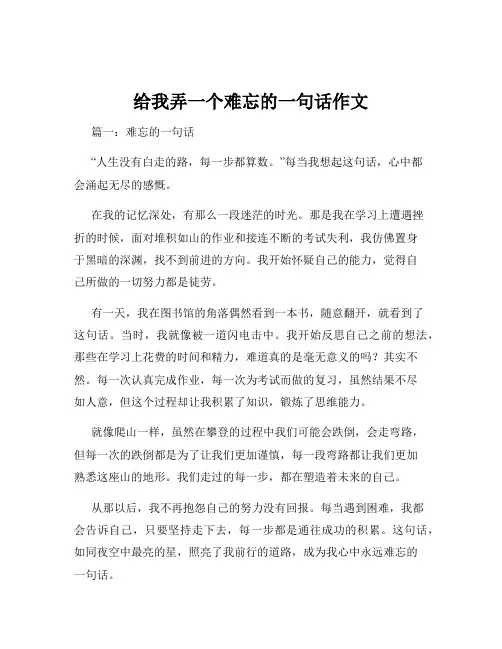 给我弄一个难忘的一句话作文