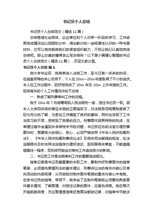 书记员个人总结范文（精选11篇）