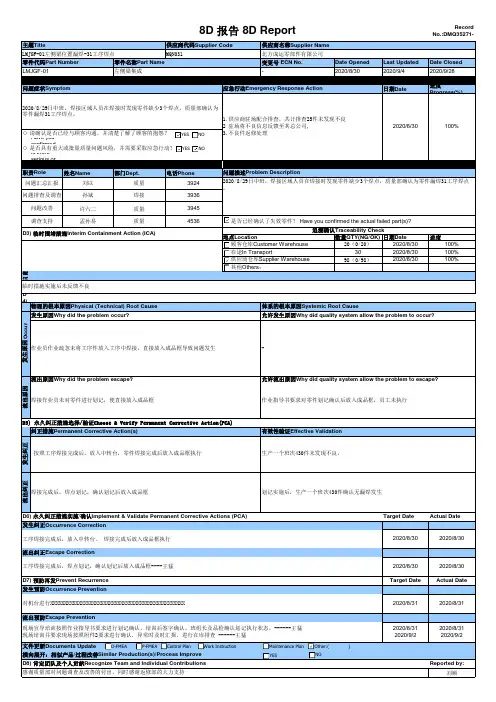 8D报告模板(漏焊焊点8D分析) 
