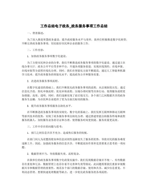 工作总结电子政务_政务服务事项工作总结