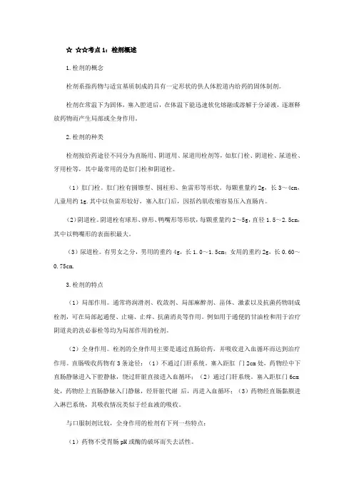 2014年执业药师考试药剂学-栓剂