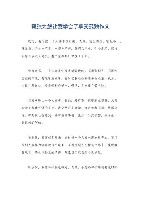 孤独之旅让我学会了享受孤独作文