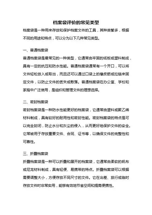 档案袋评价的常见类型