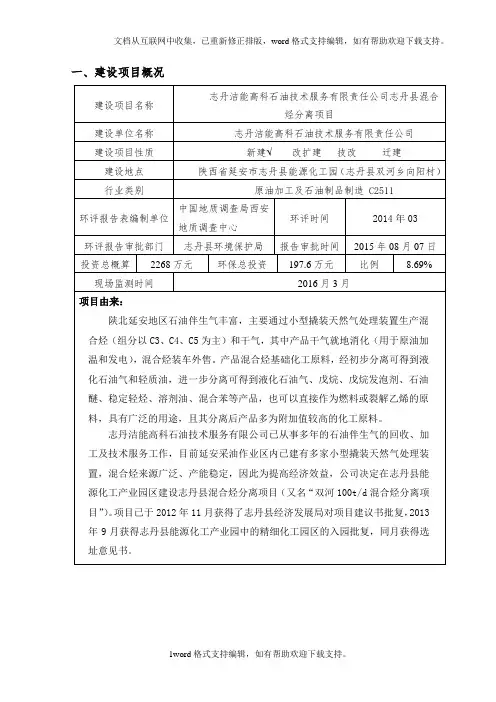 化工行业环保验收检测报告