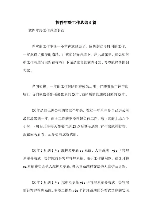 软件年终工作总结6篇