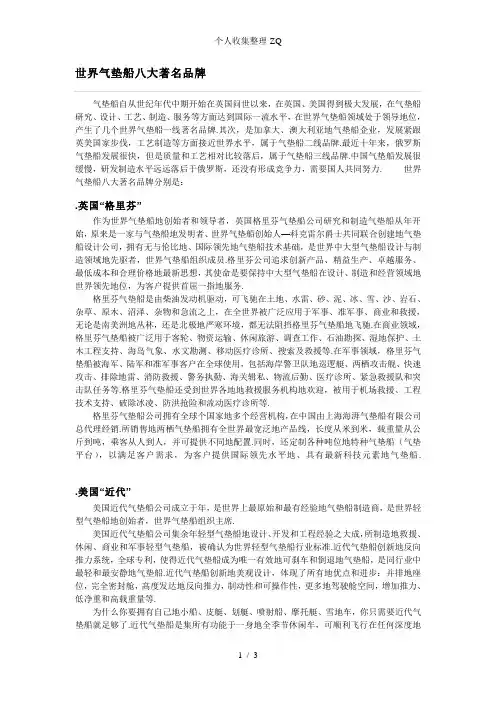 世界气垫船八大著名品牌