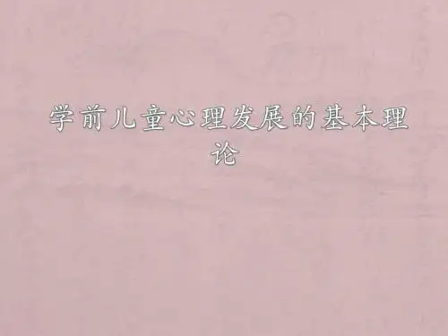 学前儿童心理发展的基本理论 ppt课件