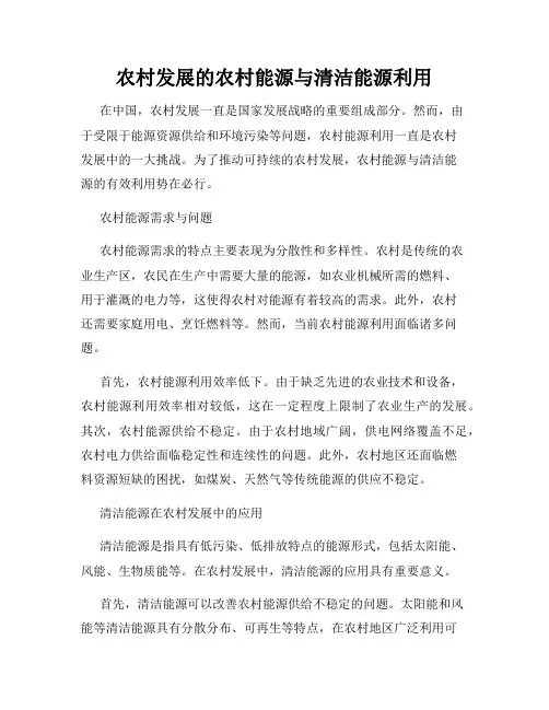 农村发展的农村能源与清洁能源利用