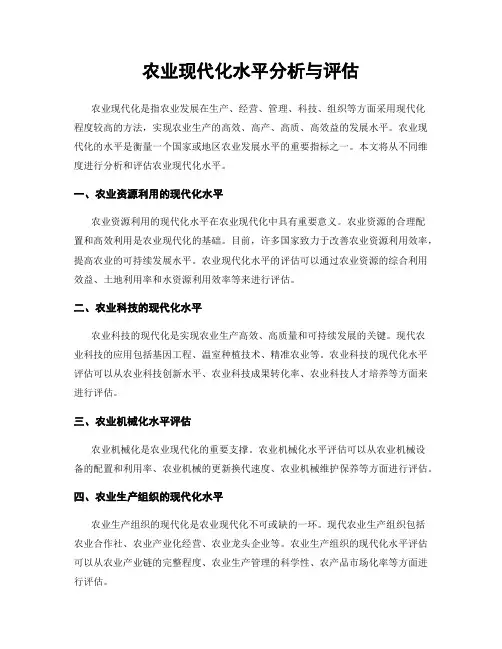 农业现代化水平分析与评估