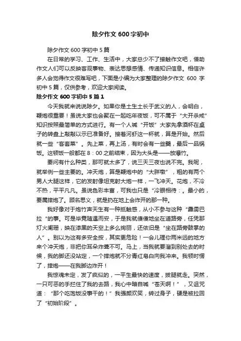 除夕作文600字初中5篇