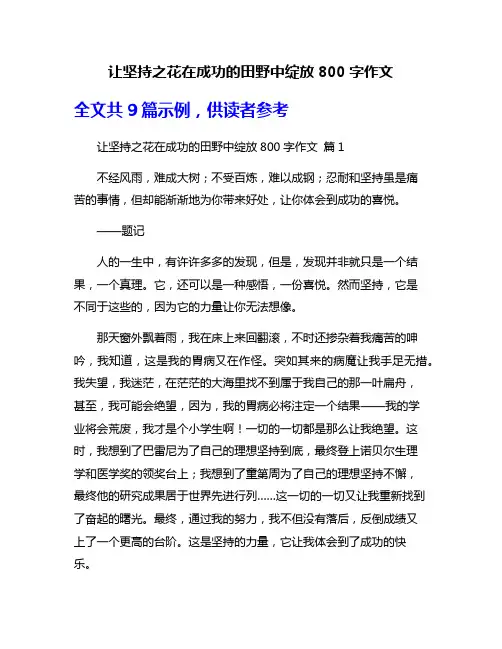 让坚持之花在成功的田野中绽放800字作文