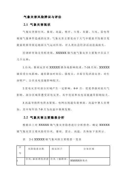 气象灾害风险辨识与评估