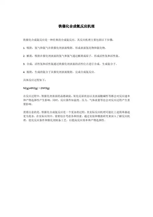 铁催化合成氨反应机理