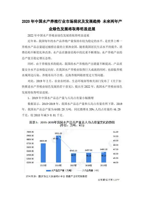 2020年中国水产养殖行业市场现状及发展趋势 未来两年产业绿色发展将取得明显进展