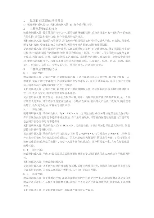 我国目前常用的风管种类