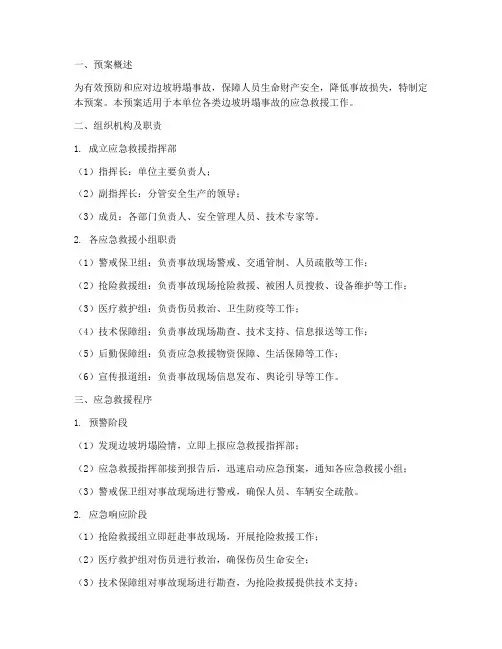 边坡坍塌应急救援预案范文