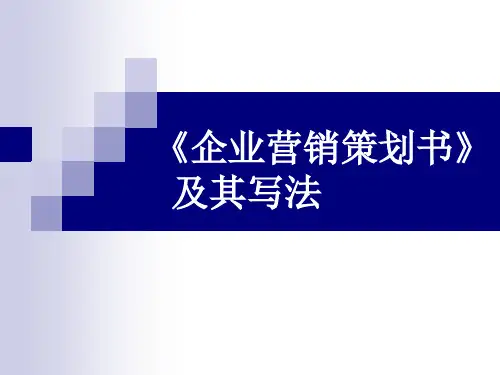 企业营销策划书的写法超好的精品-94页PPT精品文档