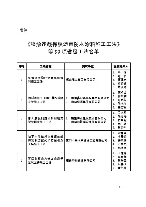喷涂速凝橡胶沥青防水涂料施工工法